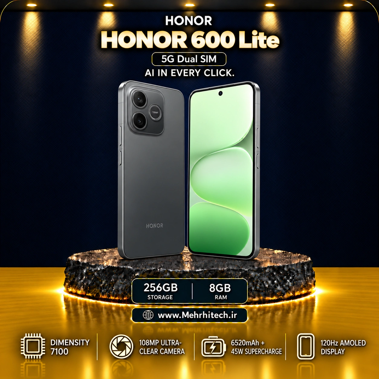 گوشی موبایل آنر مدل HONOR 600 Lite 5G دو سیم کارت ظرفیت 256 گیگابایت و رم 8 گیگابایت