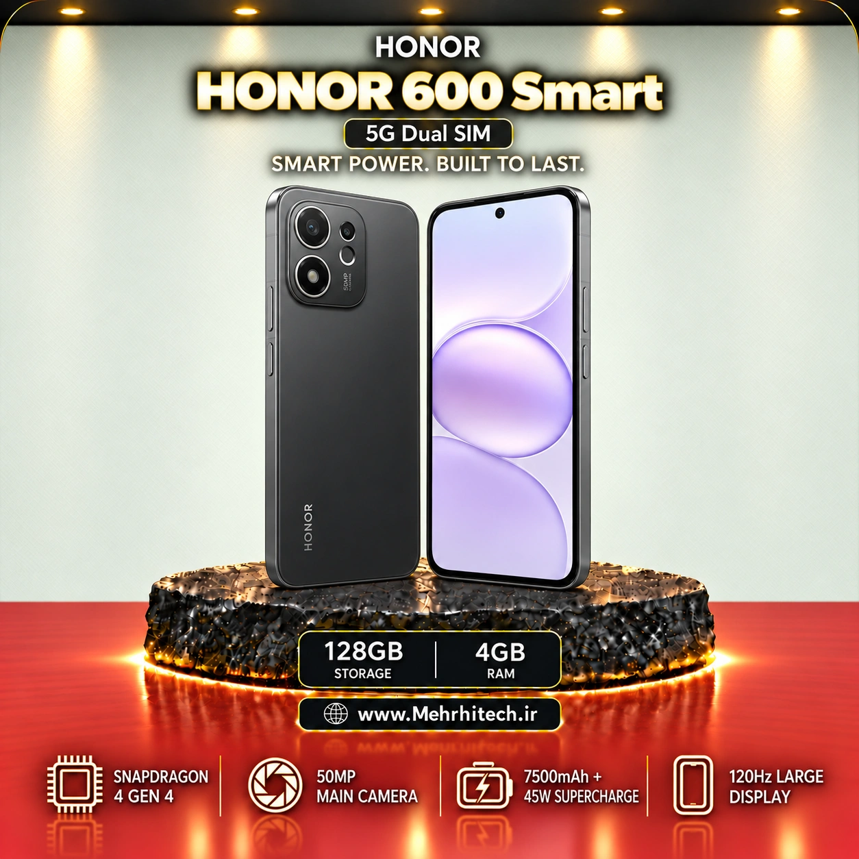 گوشی موبایل آنر مدل HONOR 600 Smart 5G دو سیم کارت ظرفیت 128 گیگابایت و رم 4 گیگابایت
