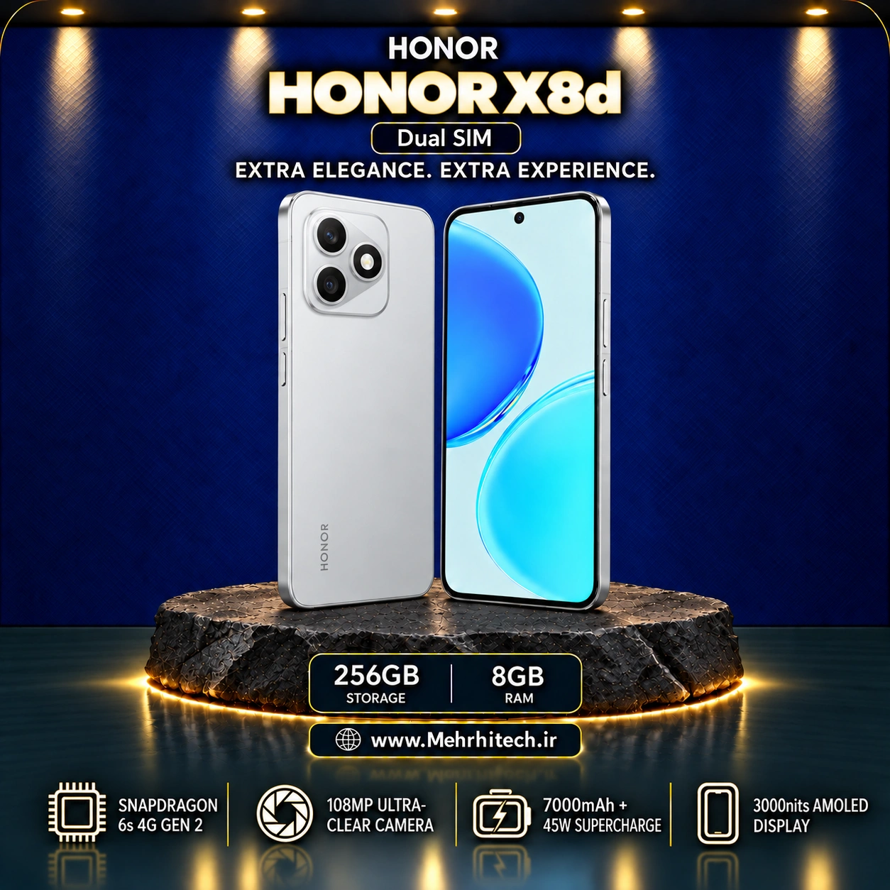گوشی موبایل آنر مدل HONOR X8d دو سیم کارت ظرفیت 256 گیگابایت و رم 8 گیگابایت