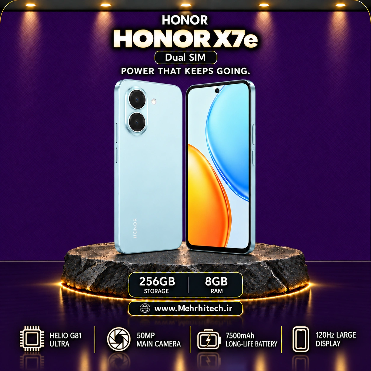 گوشی موبایل آنر مدل HONOR X7e دو سیم کارت ظرفیت 256 گیگابایت و رم 8 گیگابایت