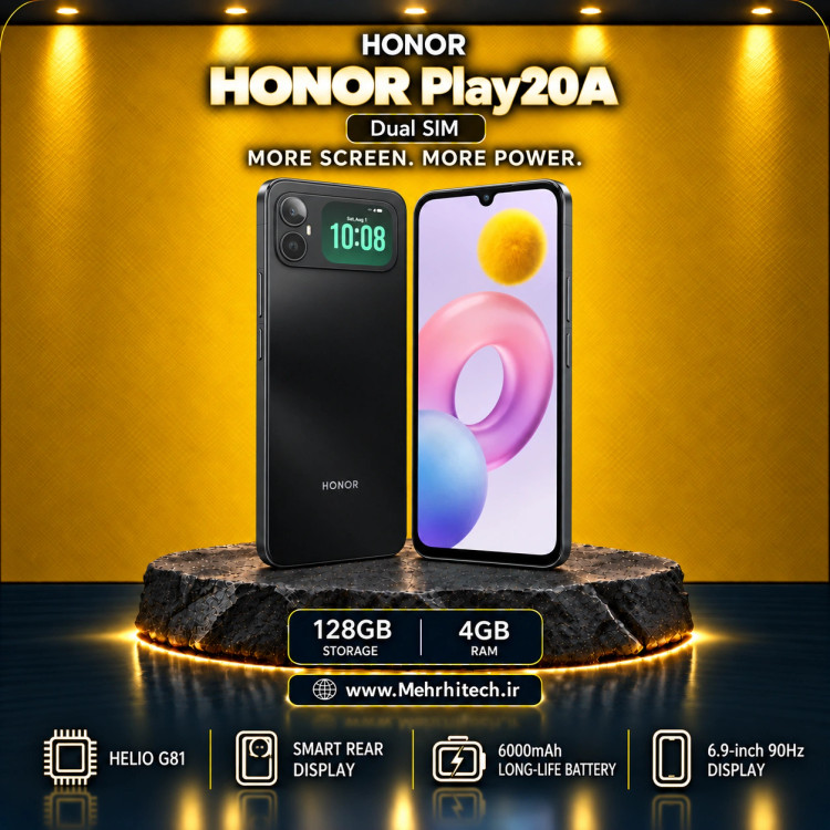 گوشی موبایل آنر مدل HONOR Play20A دو سیم کارت ظرفیت 128 گیگابایت و رم 4 گیگابایت