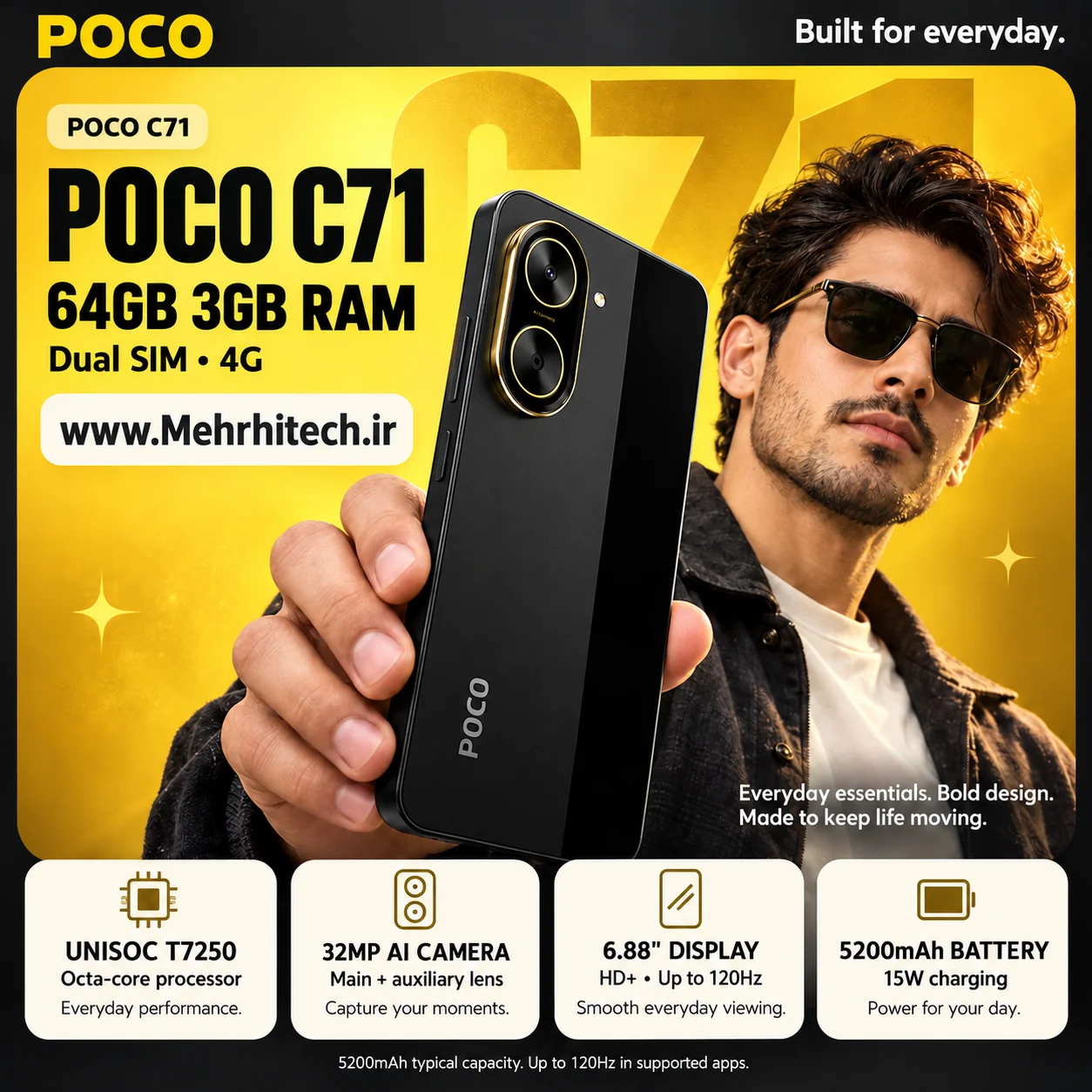 گوشی موبایل پوکو مدل POCO C71 دو سیم کارت ظرفیت 64 گیگابایت و رم 3 گیگابایت