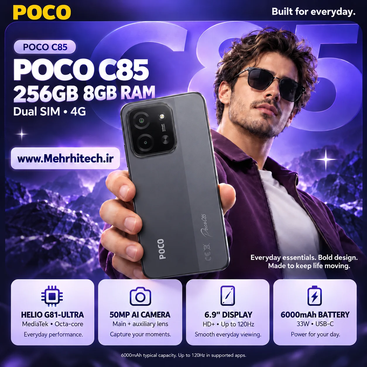 گوشی موبایل پوکو مدل POCO C85 دو سیم کارت ظرفیت 256 گیگابایت و رم 8 گیگابایت