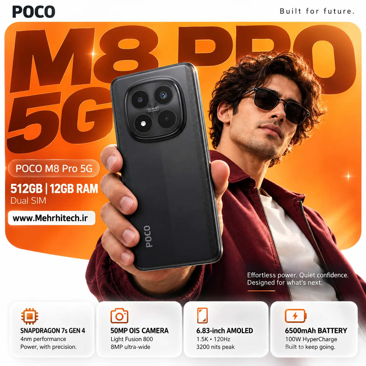 گوشی موبایل پوکو مدل POCO M8 Pro 5G دو سیم کارت ظرفیت 512 گیگابایت و رم 12 گیگابایت