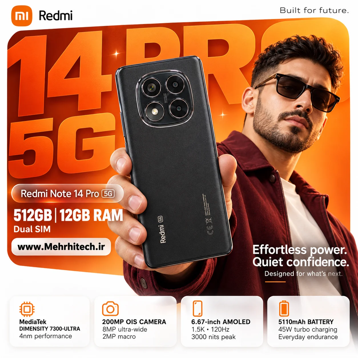 گوشی موبایل شیائومی مدل Redmi Note 14 Pro 5G دو سیم کارت ظرفیت 512 گیگابایت و رم 12 گیگابایت
