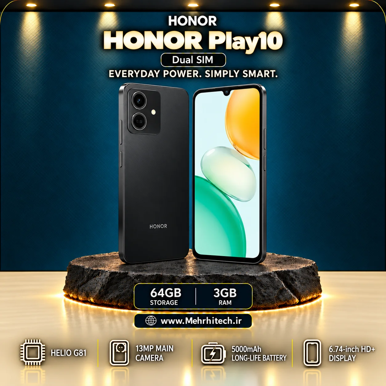 گوشی موبایل آنر مدل HONOR Play10 دو سیم کارت ظرفیت 64 گیگابایت و رم 3 گیگابایت