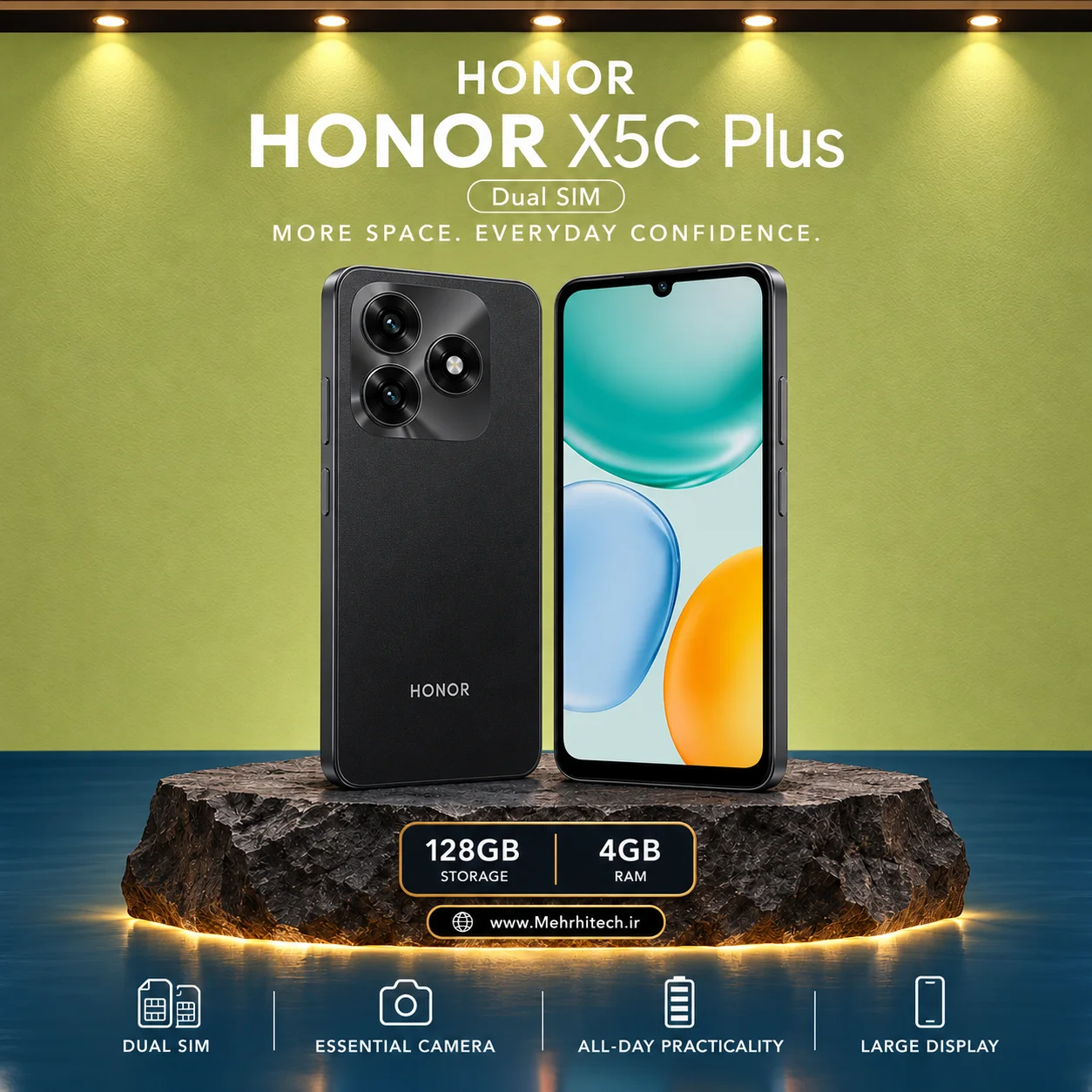 گوشی موبایل آنر مدل HONOR X5C Plus دو سیم کارت ظرفیت 128 گیگابایت و رم 4 گیگابایت