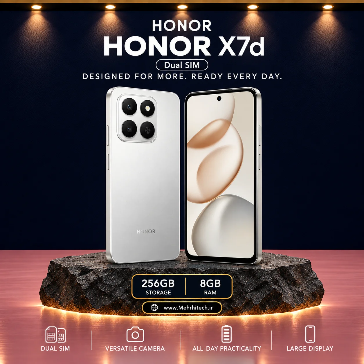 گوشی موبایل آنر مدل HONOR X7d دو سیم کارت ظرفیت 256 گیگابایت و رم 8 گیگابایت