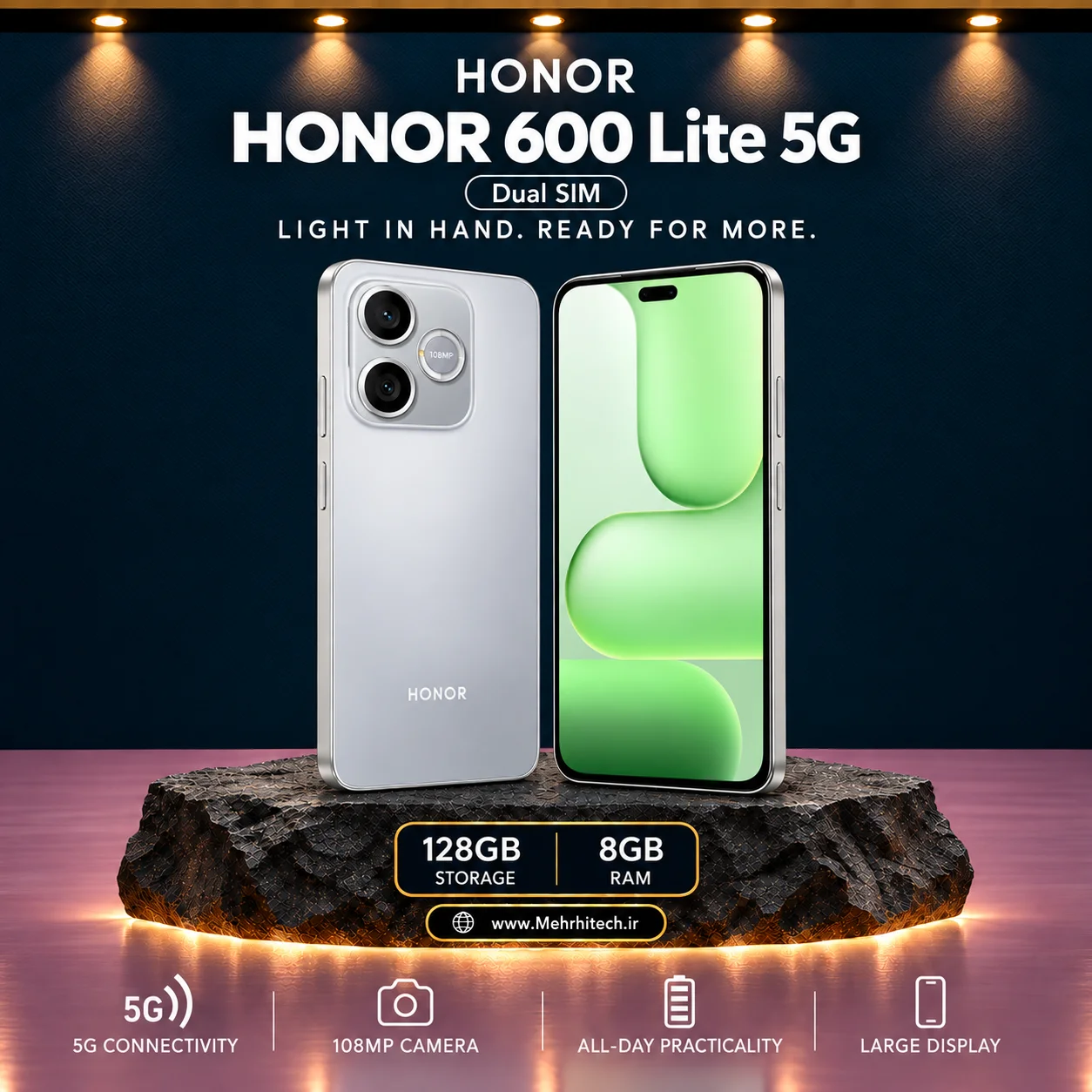 گوشی موبایل آنر مدل HONOR 600 Lite 5G دو سیم کارت ظرفیت 128 گیگابایت و رم 8 گیگابایت