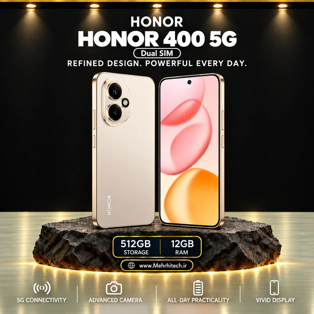 گوشی موبایل آنر مدل HONOR 400 5G دو سیم کارت ظرفیت 512 گیگابایت و رم 12 گیگابایت