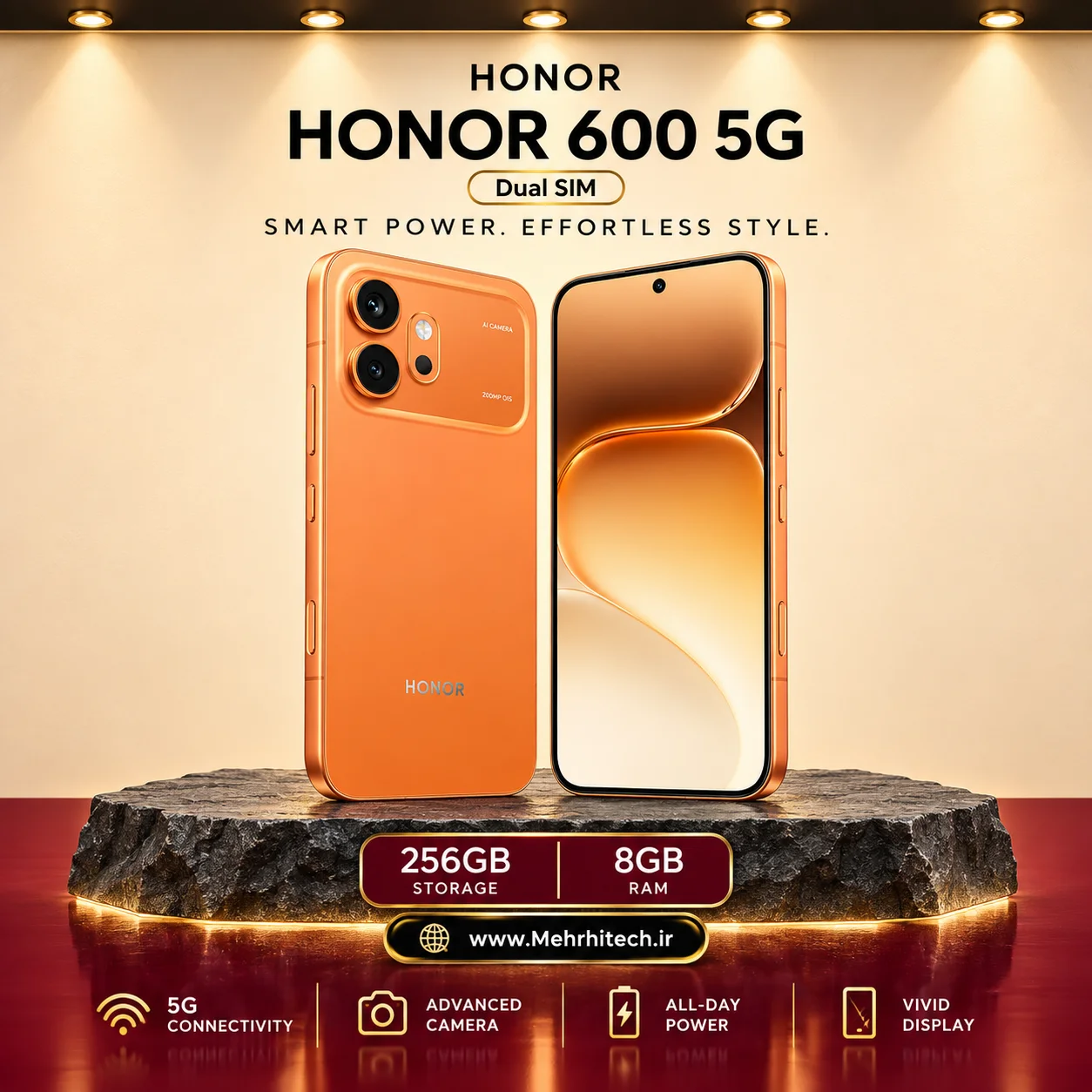 گوشی موبایل آنر مدل HONOR 600 5G دو سیم کارت ظرفیت 256 گیگابایت و رم 8 گیگابایت