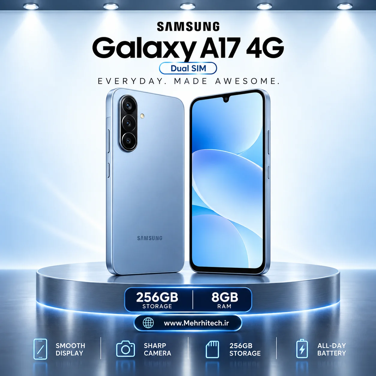 گوشی موبایل سامسونگ مدل Samsung Galaxy A17 4G دو سیم کارت ظرفیت 256 گیگابایت و رم 8 گیگابایت